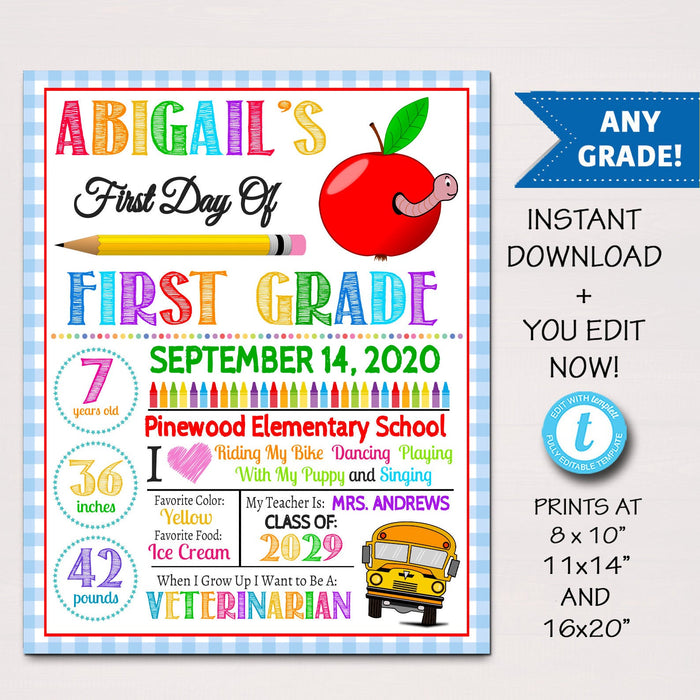 Back to School White Background Poster - Editable Template