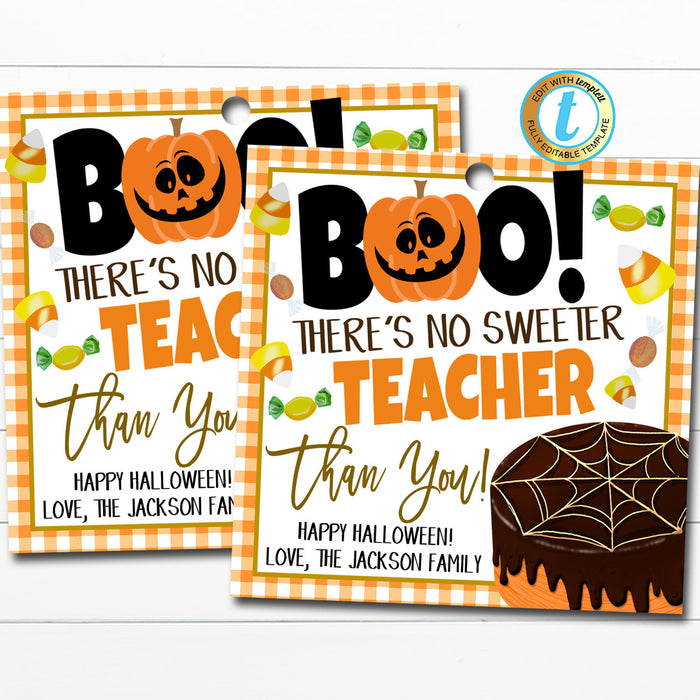Halloween Gift Tags, Boo! There's no Sweet Teacher Than You!