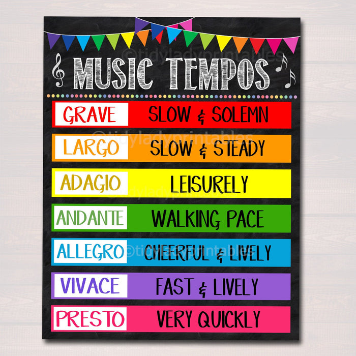 Set of 2 Music Teacher Classroom Printable Posters, Band Class Decor Music Tempos, Music Dynamics Signs Music Theory Poster INSTANT DOWNLOAD