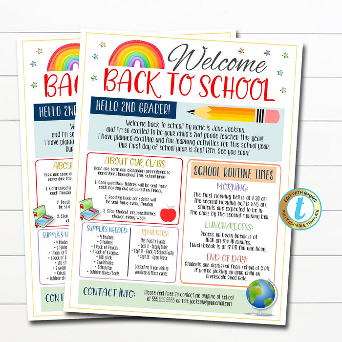 EDITABLE School Newsletter, Back to School Letter, Welcome Back to School Note, Back to School Newsletter Template, Open House Newsletter