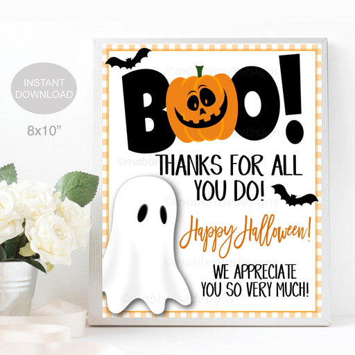 Halloween Sign, Boo Thanks for All You Do! Fall Appreciation Party Decor, Nurse Teacher Staff Employee School Pto Pta, INSTANT DOWNLOAD
