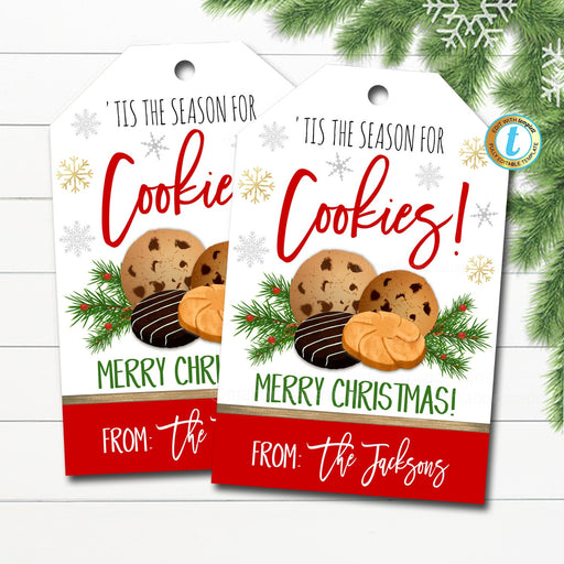 Christmas Cookie Gift Tags, Cookie Jar Mix, Cookie Recipe Tag Holiday Teacher Staff Secret Santa Gift Xmas Bakery Treat, Editable Template