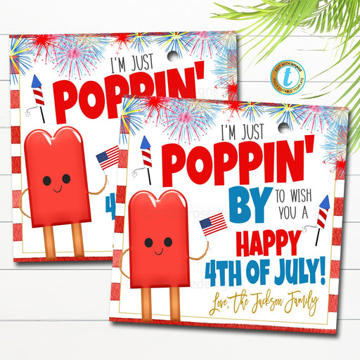 4th of July Popsicle Gift Tag, Fourth of July Printable Tag, Independence Day Treat, Customer Appreciation Staff Thank You Tag, DIY Editable
