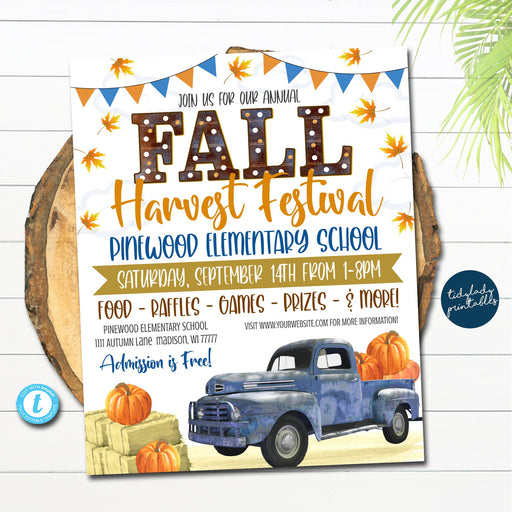 EDITABLE Fall Festival Fall Harvest Flyer/Poster Printable Halloween Invitation, Community Halloween Event, Church School Halloween Party