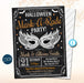 Halloween Masquerade Party, Mask Invitation, Mask-a-rade party, Adult Kids Costume Invite, Costumes and Cocktails, EDITABLE TEMPLATE