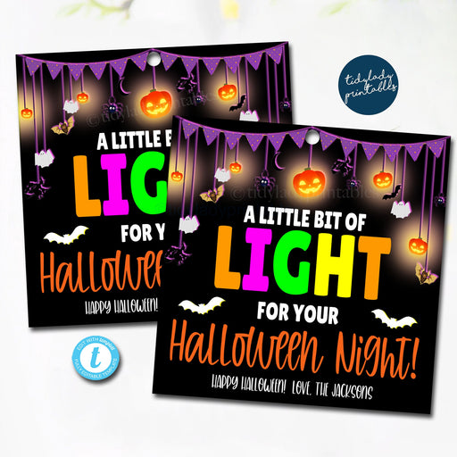 A little Light for Halloween Night Glow Stick Tag, Glow Stick Party Favor Tags, Halloween Favor Tags, Trick or Treat Tags, Glow Tag EDITABLE