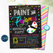 Paint and Pajamas Party Invitation, Birthday Party Invite, Kid Girl Teen Tween sleepover Party Printable Digital Invite, EDITABLE TEMPLATE