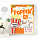 Fall Popcorn Sign, Poppin' By to Say Thank You, Autumn Thanksgiving Decor Decorations, School Pto Pta Employee Staff, INSTANT DOWNLOAD
