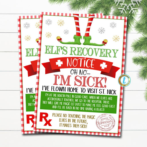 Elf Recovery Notice Printable, Christmas Kids Holiday Elf Idea Activity, Don't Touch the Elf Warning, December Family Elf, EDITABLE TEMPLATE