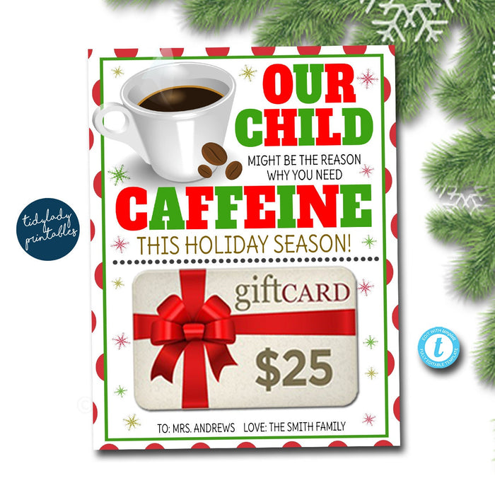 EDITABLE Christmas Thanks a Latte Coffee Gift Card Holder Printable Teacher Babysitter Gift Daycare, Our Child Reason Drink, Funny Holiday