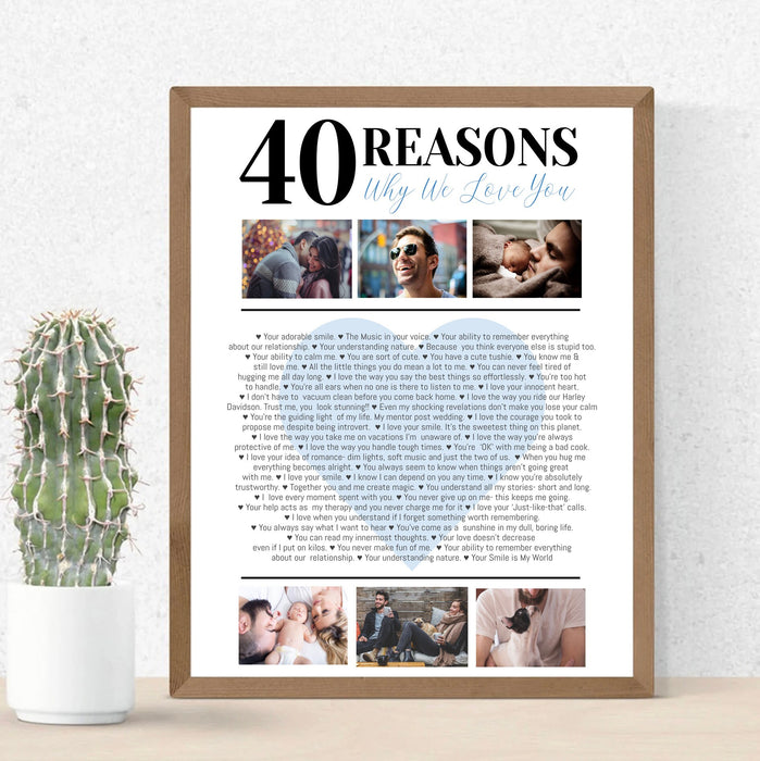 Editable Template, 40 Reasons we love you Photo Collage, Mom's 40th Birthday, Dad's 40th Birthday, 40 Things We Love About You Friend Gift