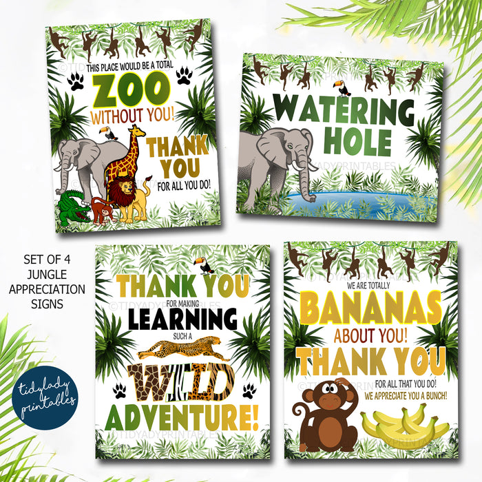 Jungle Theme Teacher Appreciation Week Printable Party Set