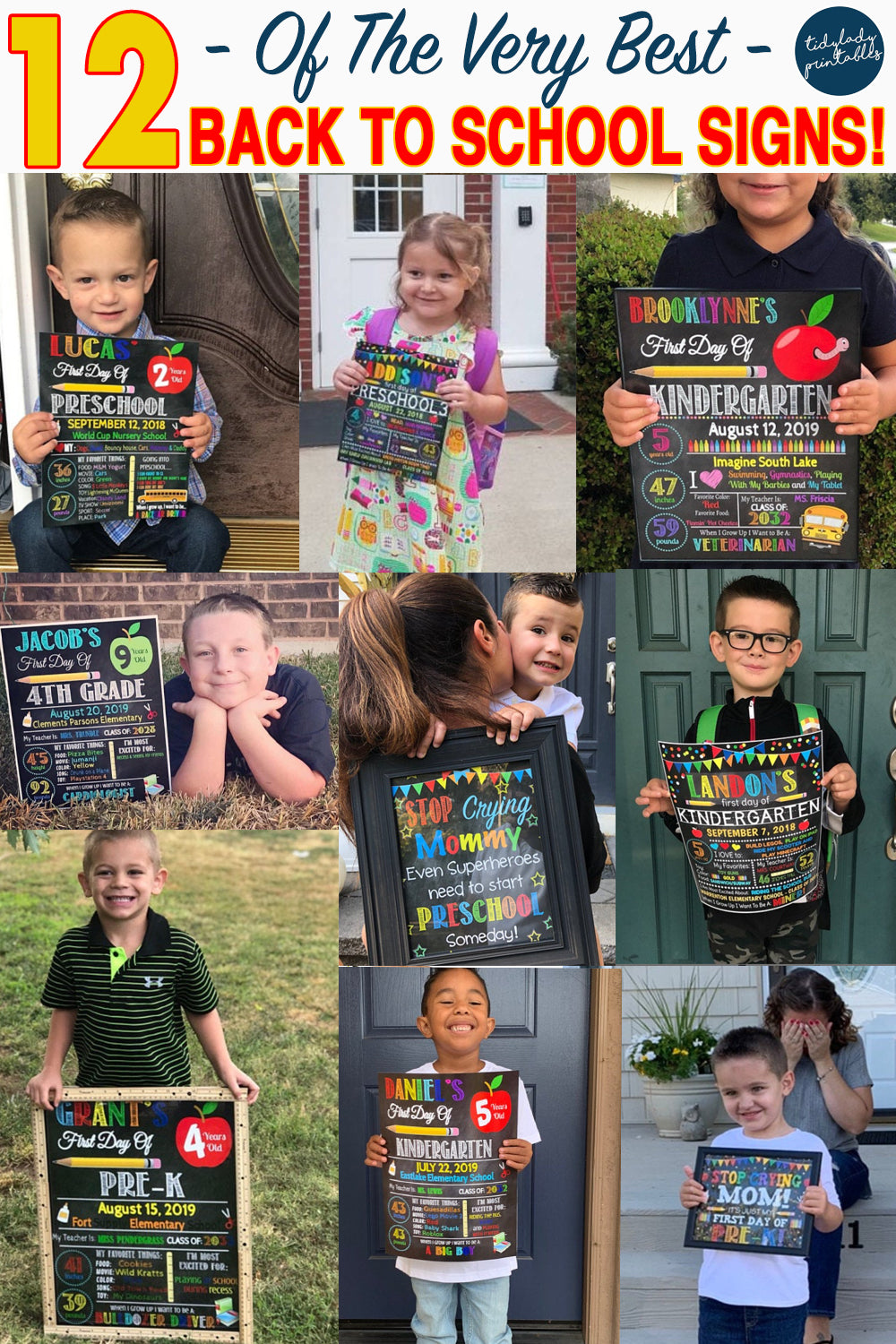 Cool First Sign Top 12 Awesome First Day of School Signs — TidyLady Printables