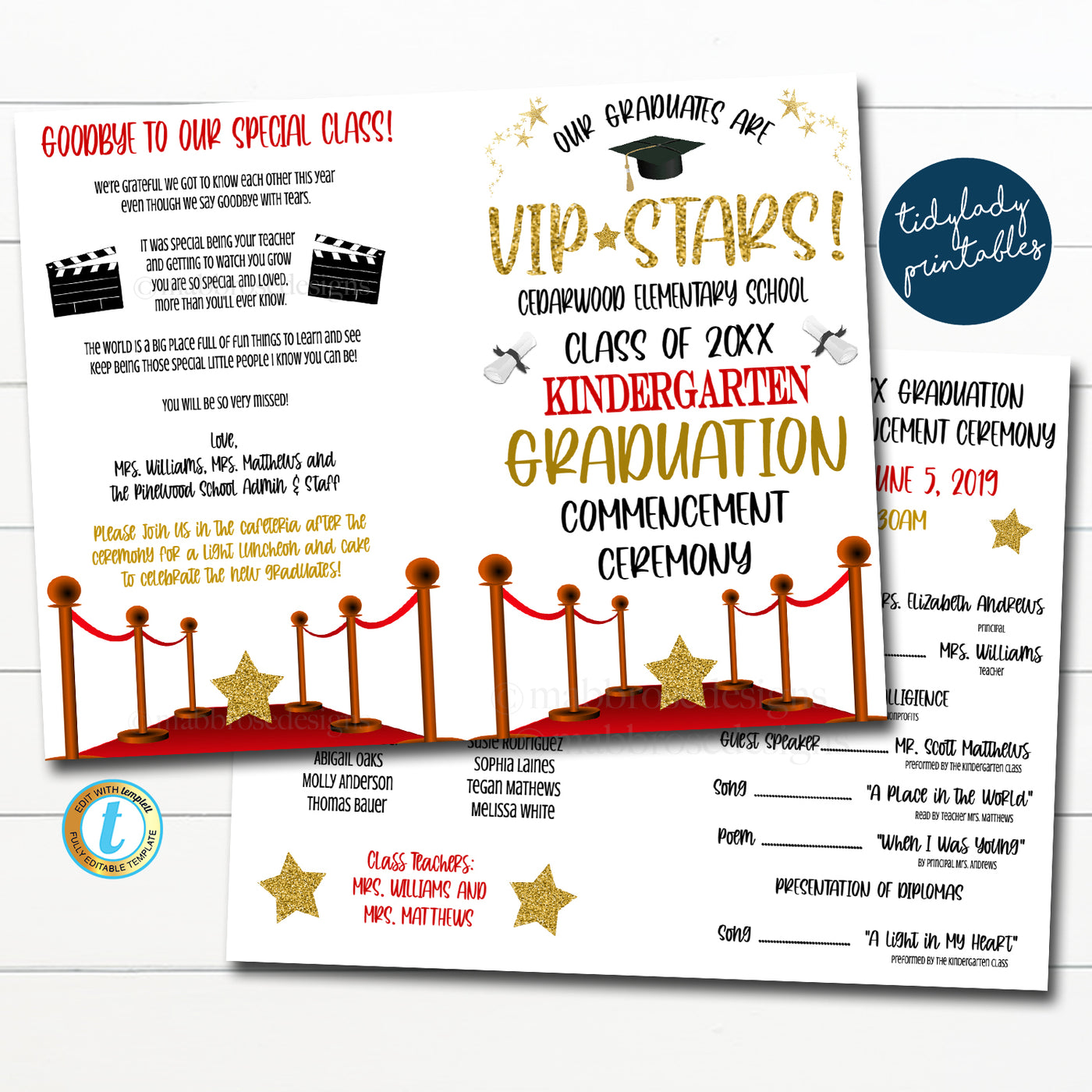 Hollywood Red Carpet Theme Graduation Ceremony Program Template ...