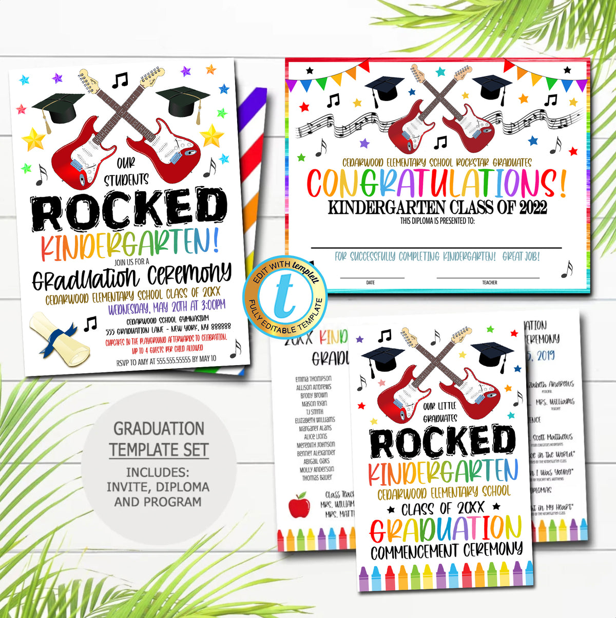 Music Rockstar Theme Graduation Party Set | Tidylady Printables ...