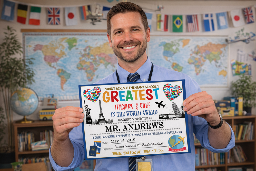 International World Theme Teacher Appreciation Printable Award Certificates