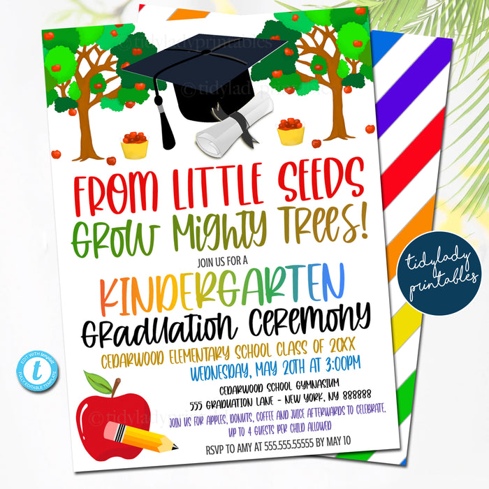 From Little Seeds Grow Mighty Trees Theme Graduation Ceremony Set, Certificate Diploma Invite and Program Templates, Any Grade EDITABLE TEMPLATE