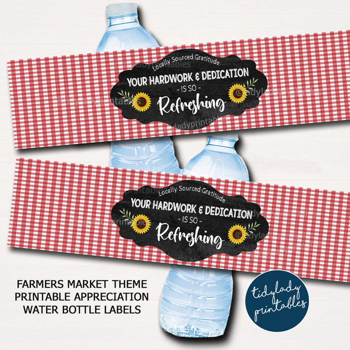 Farmers Market Theme Appreciation Party Printable Water Bottle Labels