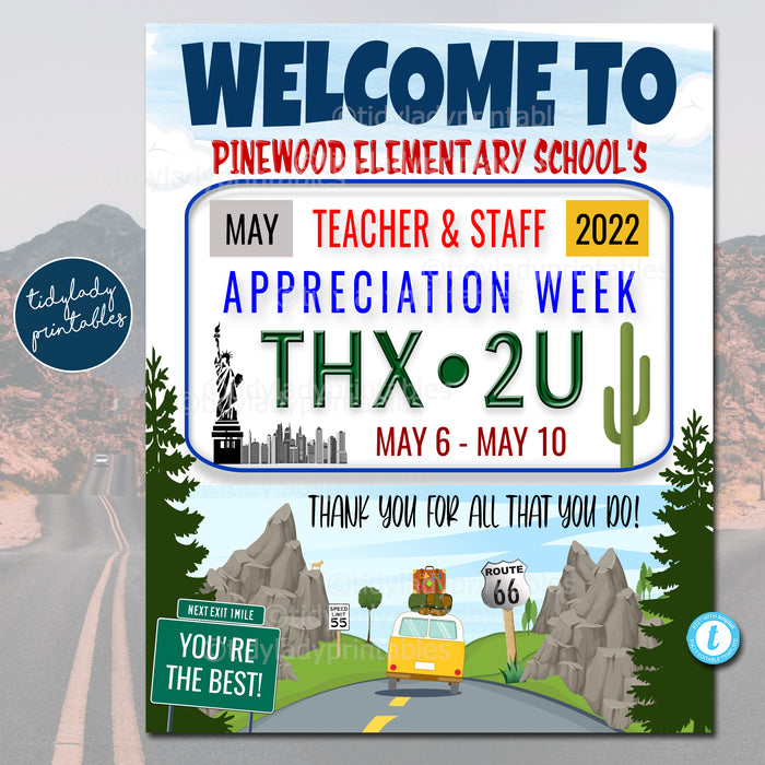 Road Trip Theme Appreciation Week Welcome Poster Printable Template