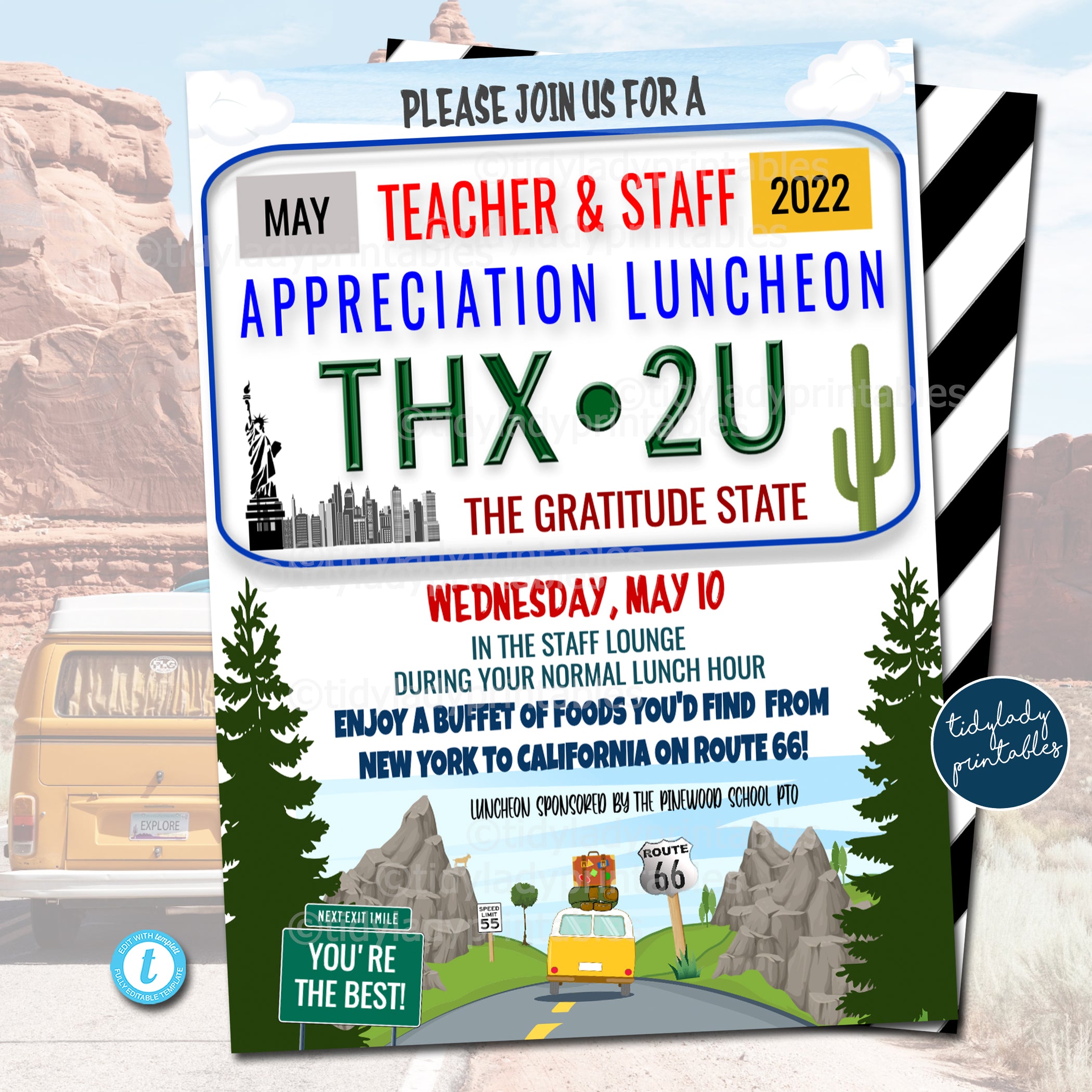 Rtt Week Road Trip Theme Teacher Appreciation Week Printable Party Set ...