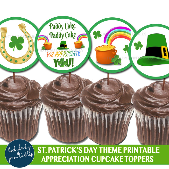 St. Patrick's Day Theme Appreciation Printable Cupcake Toppers