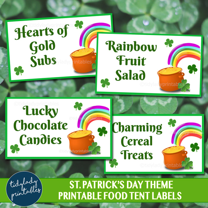 St. Patrick's Day Party Theme Printable Food Tent Labels