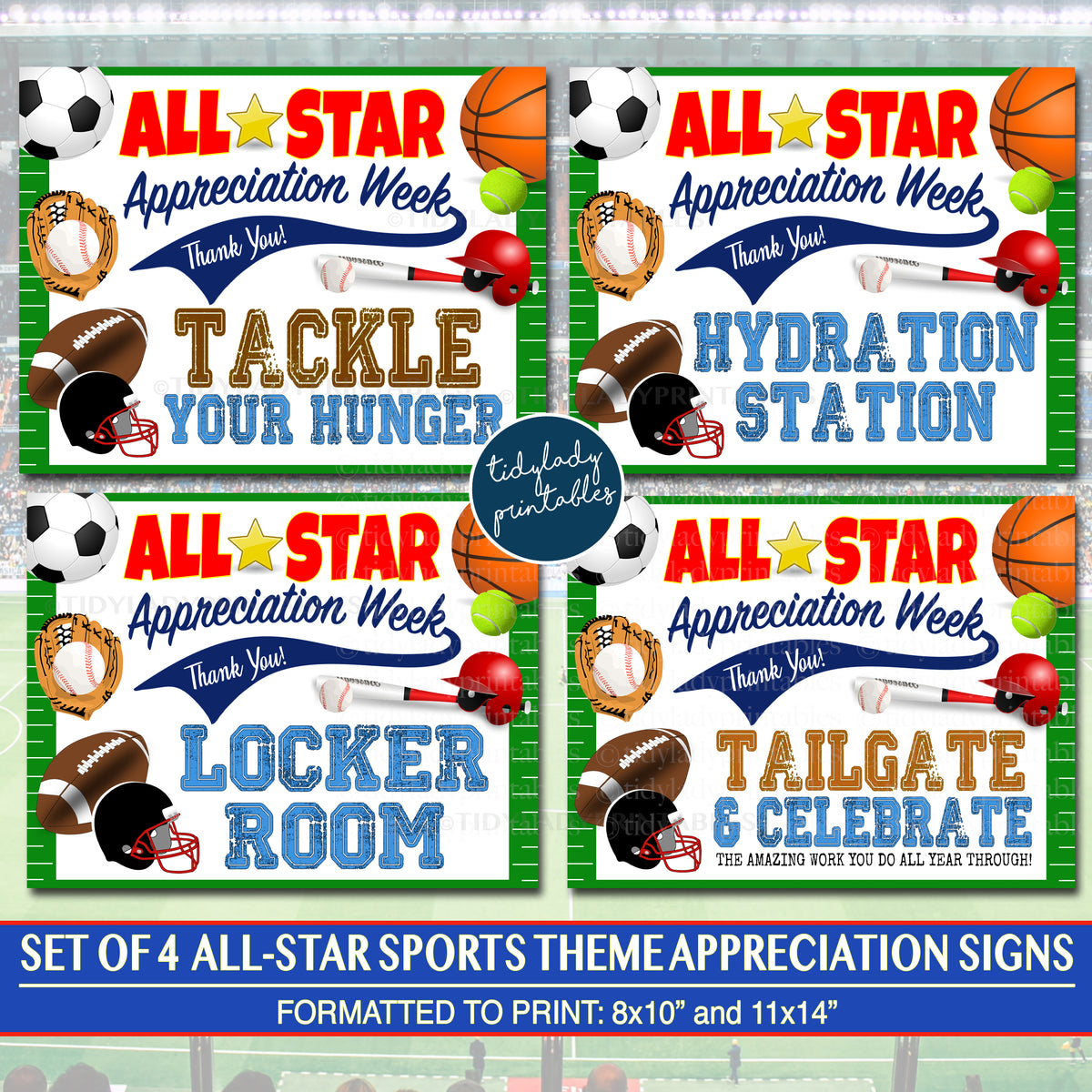 Week Off Sign All Star Sports Theme Appreciation Week Printable Decor Signs ...