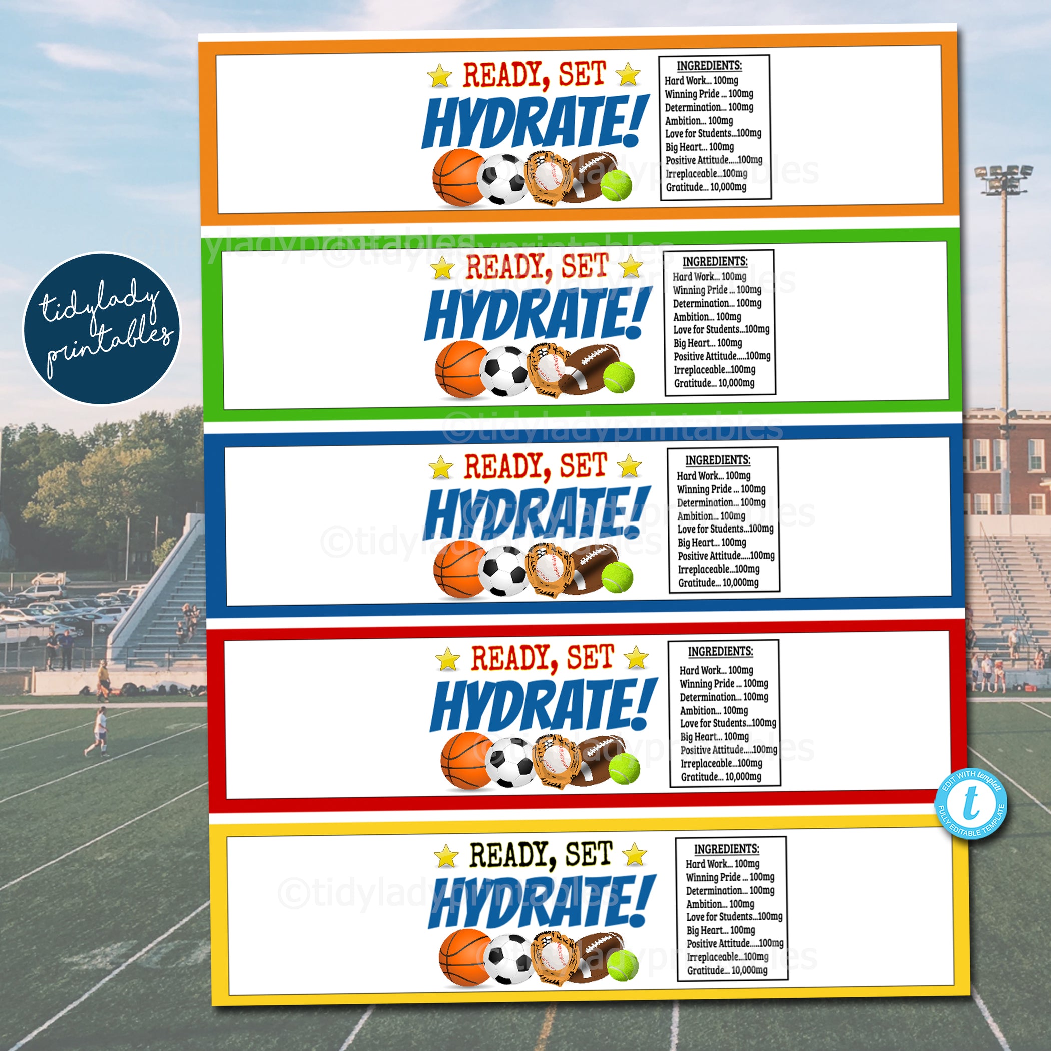 All Star Sports Theme Teacher Appreciation Water Bottle Labels