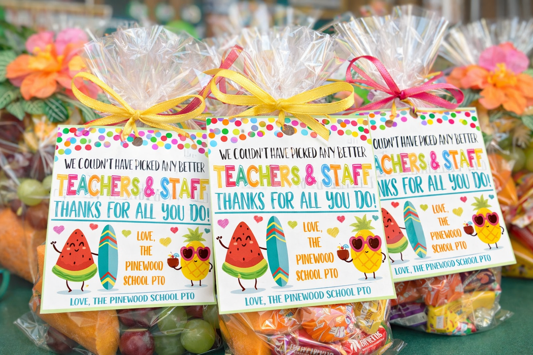 Tropical Luau Fruit Theme Teacher Appreciation Week Party Set, EDITABLE TEMPLATES