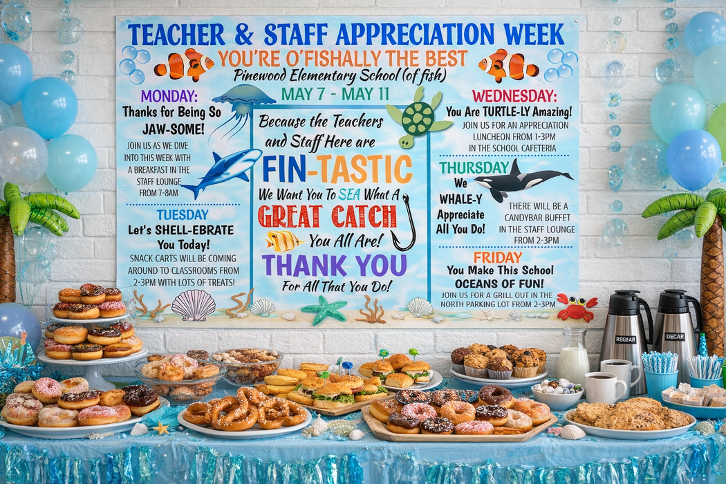 Under the Sea Themed Teacher Appreciation Week Itinerary Poster Printable
