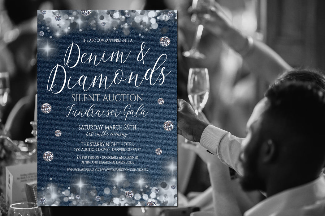 Denim and Diamonds Theme Silent Auction Fundraiser Template Set