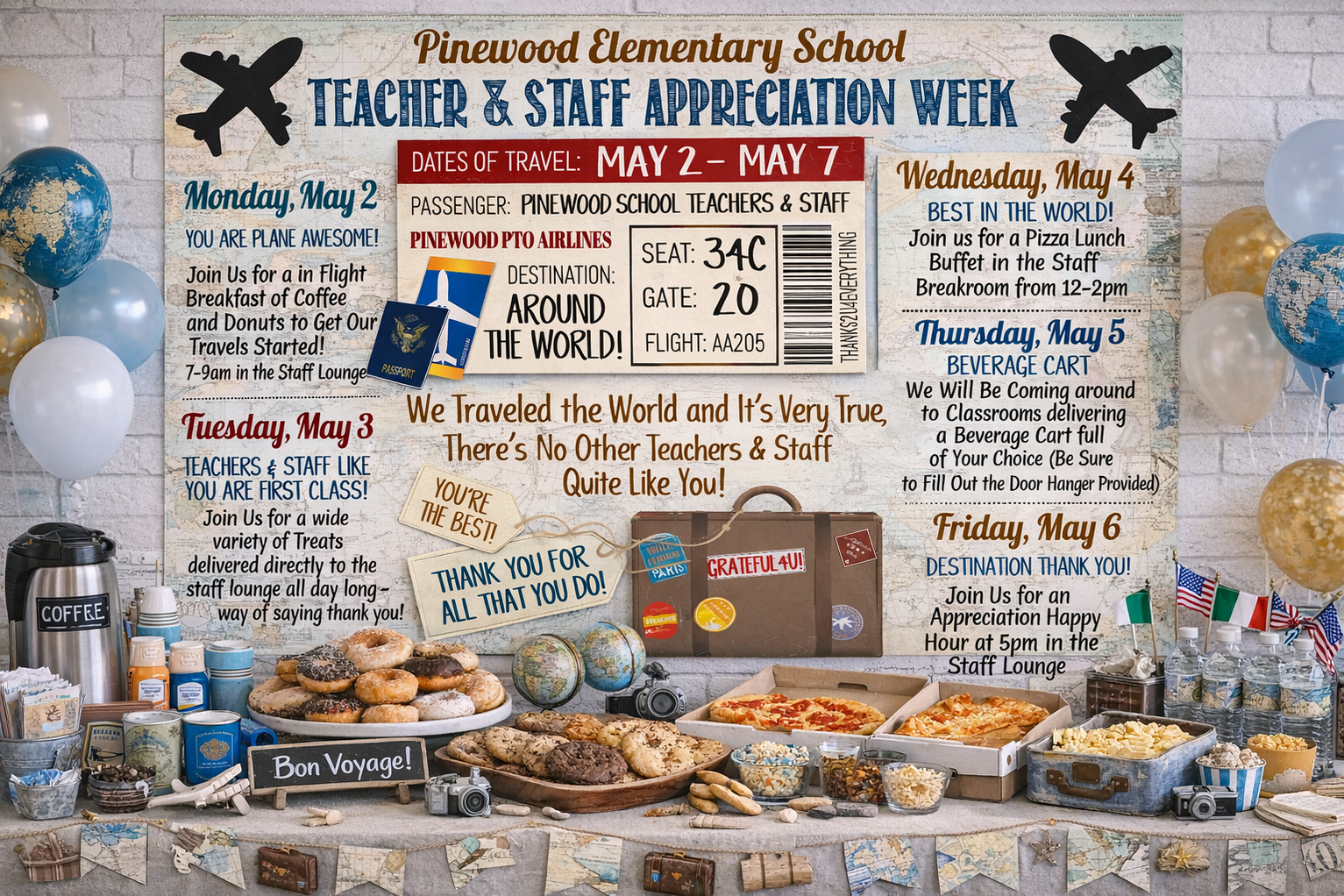 World Travel Map Theme Teacher Appreciation Week Printable — TidyLady ...