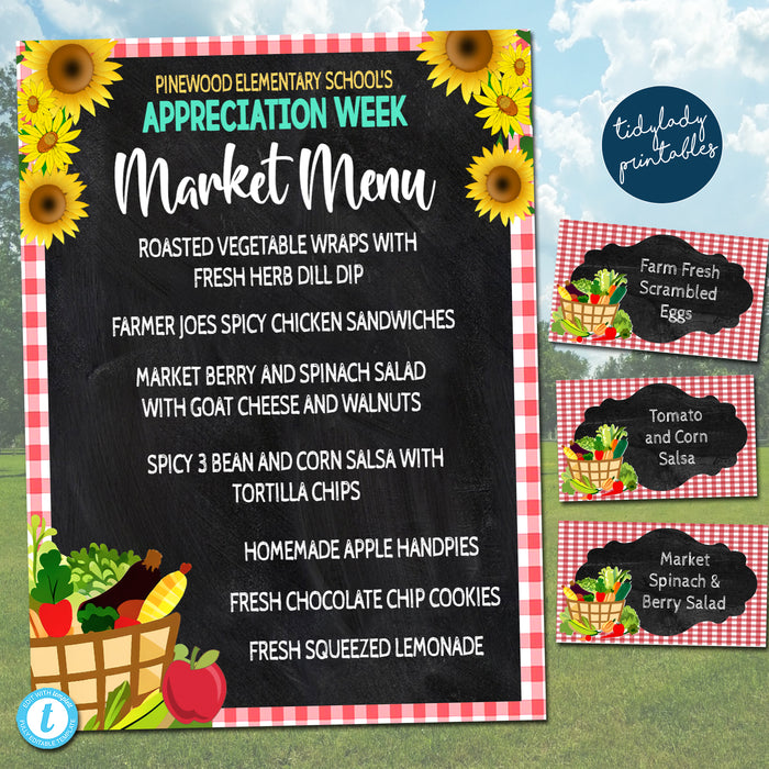 Farmers Market Theme Teacher Appreciation Week Printable Party Set