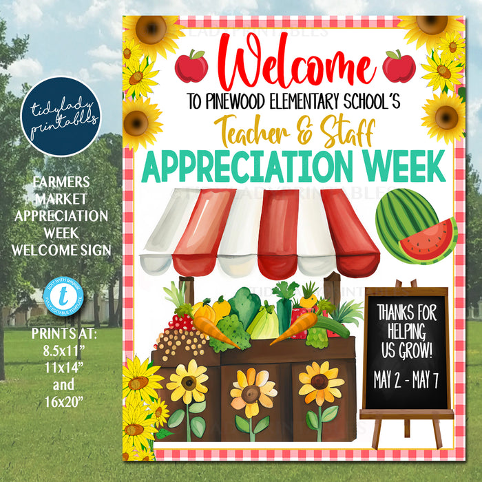 Farmers Market Theme Teacher Appreciation Week Printable Party Set