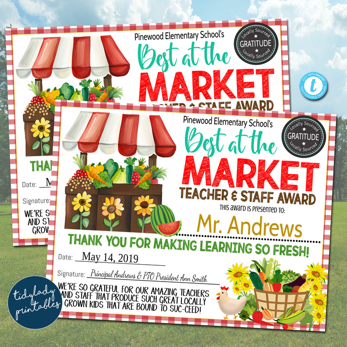 Farmers Market Theme Teacher Appreciation Week Printable Party Set