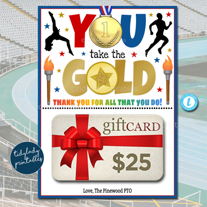 Gold Medal Theme Gift Card Holder, You take the gold editable template
