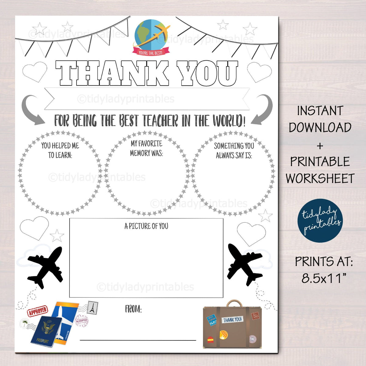 World Theme Teacher Appreciation Week Printable Worksheet — TidyLady ...