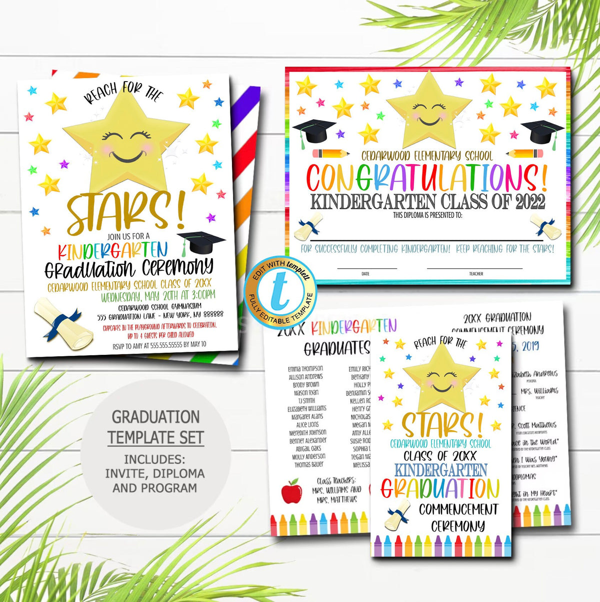 Reach for the Stars Graduation Set, Ceremony Program Diploma — TidyLady ...