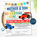 Mother Son Go Karting Day Flyer, Family Sports Games Night Party, Fundraiser Church Community Mom Son Event, School pto pta, EDITABLE