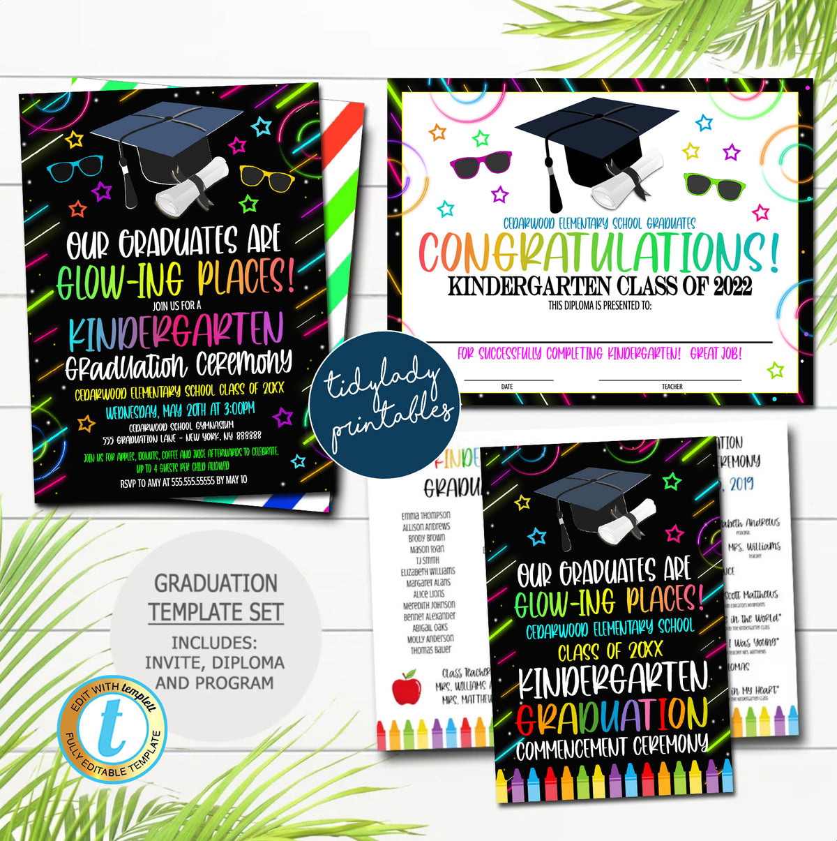 Glow in the Dark Neon Theme Kindergarten Graduation Party Set ...