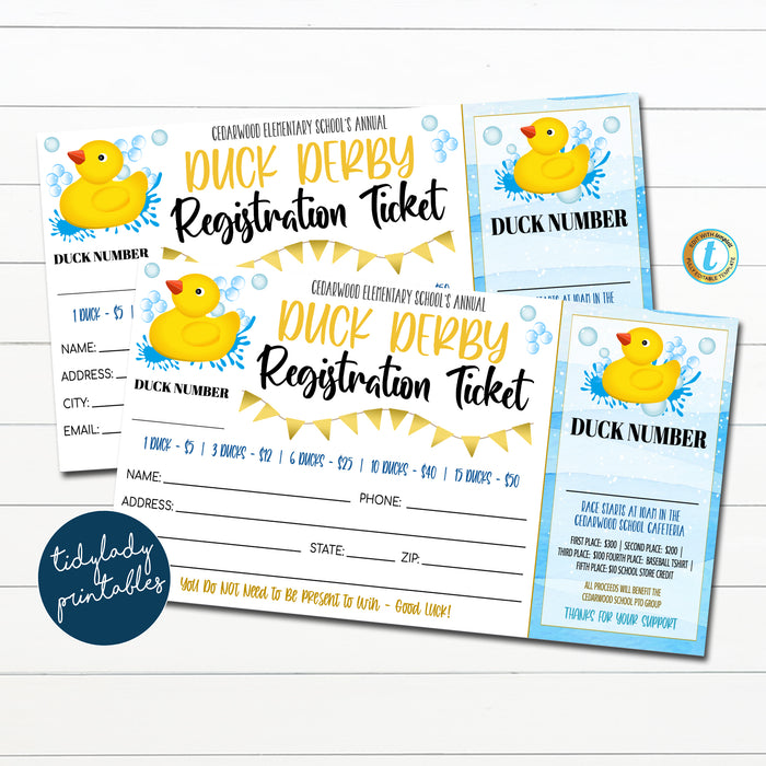 Ducket Raffle Tickets Duck Derby Race Fundraiser Registration Ticket Template — TidyLady ...