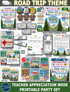 Road Trip Theme Teacher Appreciation Week Printable Party Set ...
