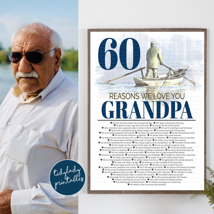 60 Reasons We Love You Grandpa, 60 Things We Love About You Lake Boating Fishing Theme Gift