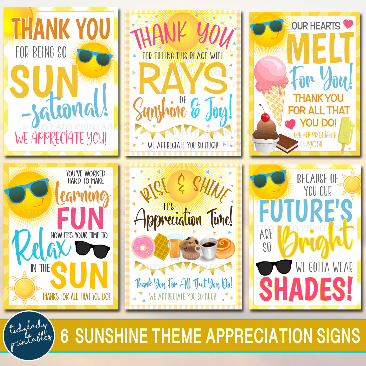 Sunshine Theme Teacher Appreciation week printable party signs ...