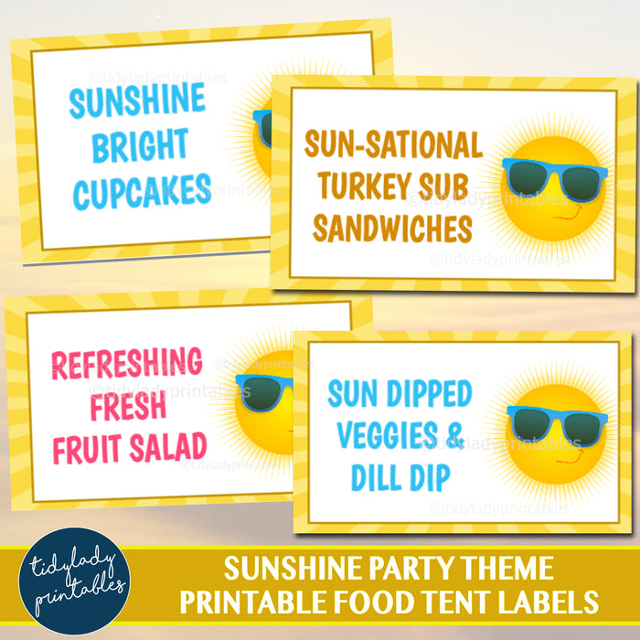 Yellow Sunshine Theme Printable Food Tent Labels