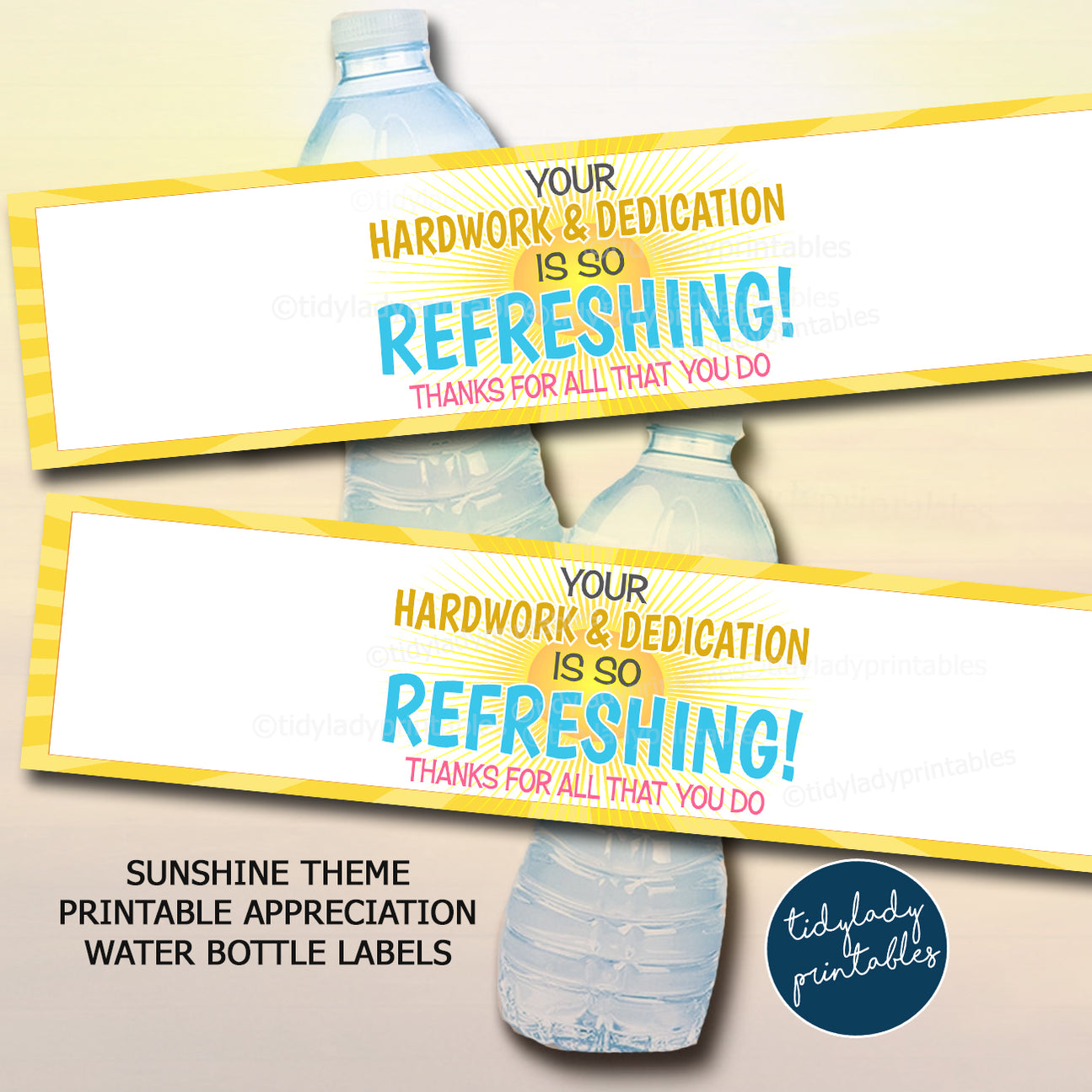 Sunshine Theme Teacher Appreciation Week Water Bottle Labels — Tidylady 