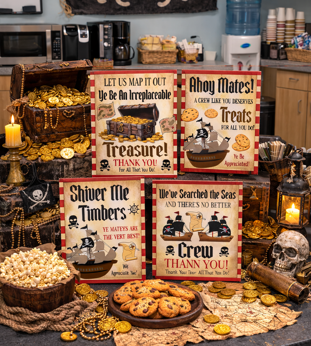 Pirate Theme Staff Teacher Appreciation Printable Decor Signs
