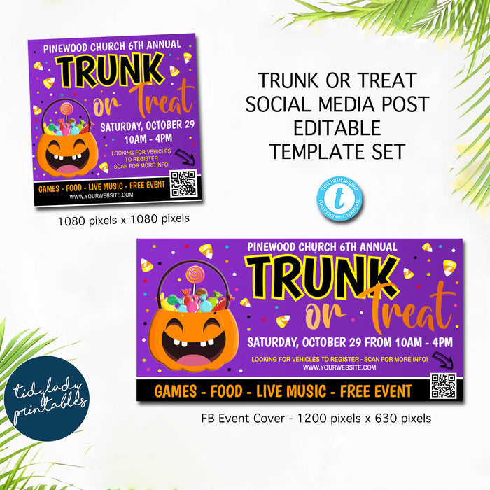 Trunk or Treat Social Media Posts Template Set