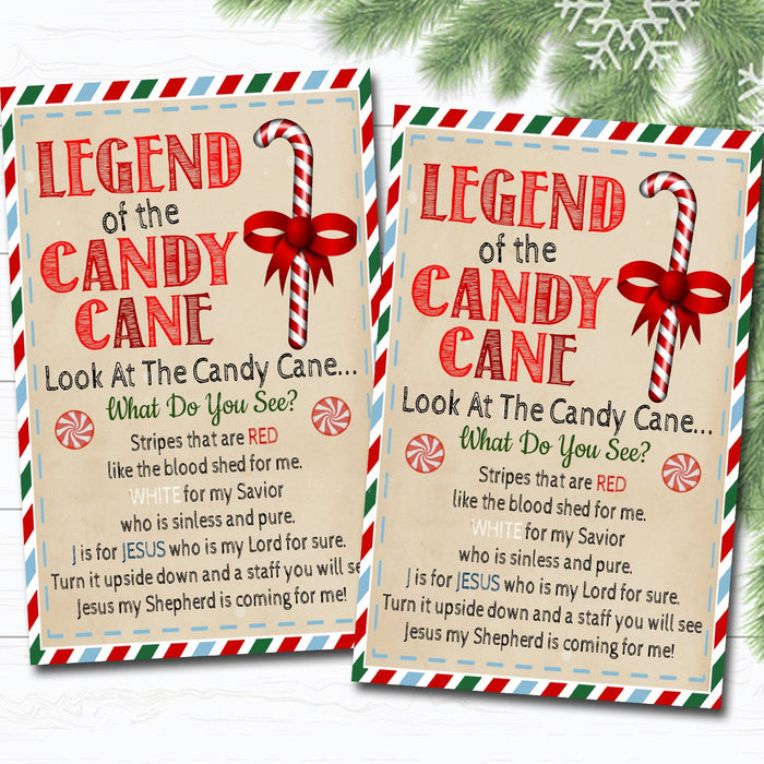 Legend of the Candy Cane Tags, Christmas Teacher Student Gifts, Jesus Catholic Religious School Church, Pto Pta, Printable