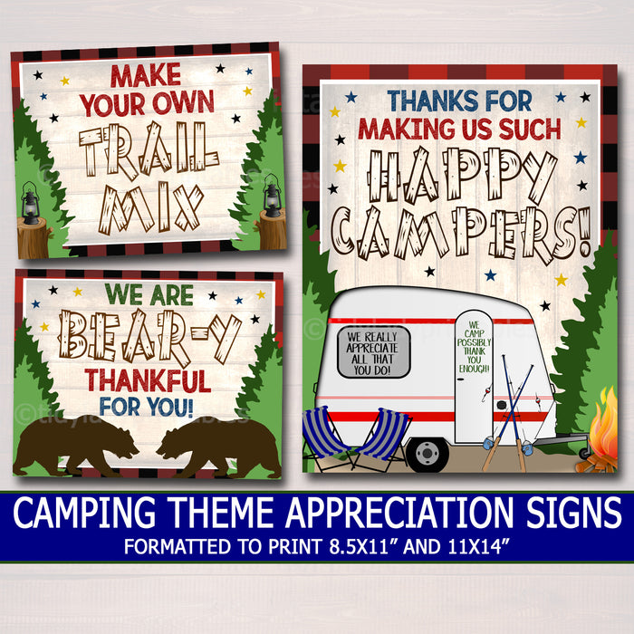 Outdoor Camping Theme Teacher Appreciation Week Decor Signs